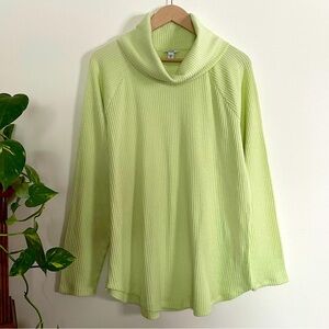 Sonoma Lime Green Soft Ribbed Cowl Neck Sweater Size XXL